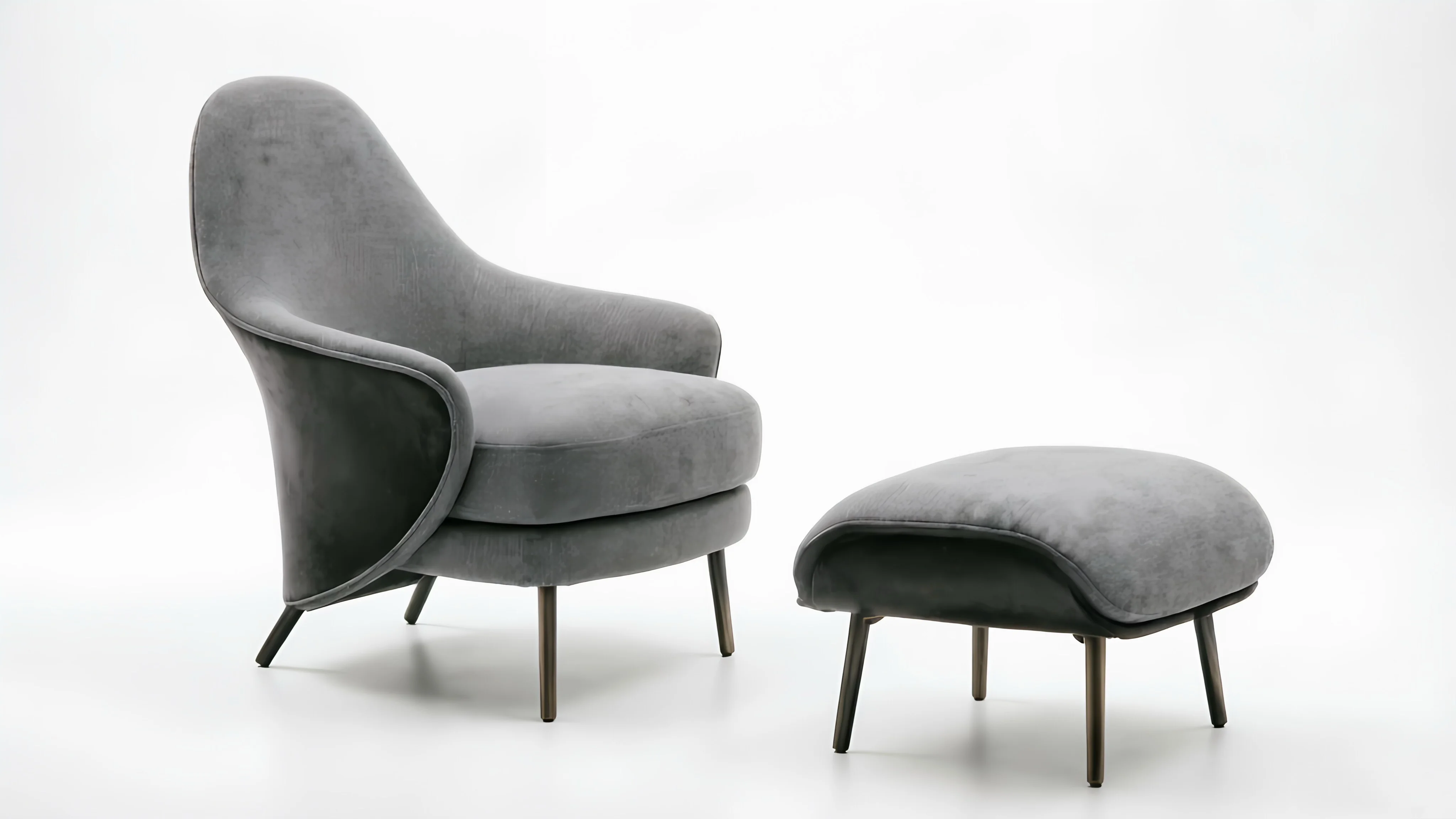 Cygnet High-Back Lounge & Ottoman — white background