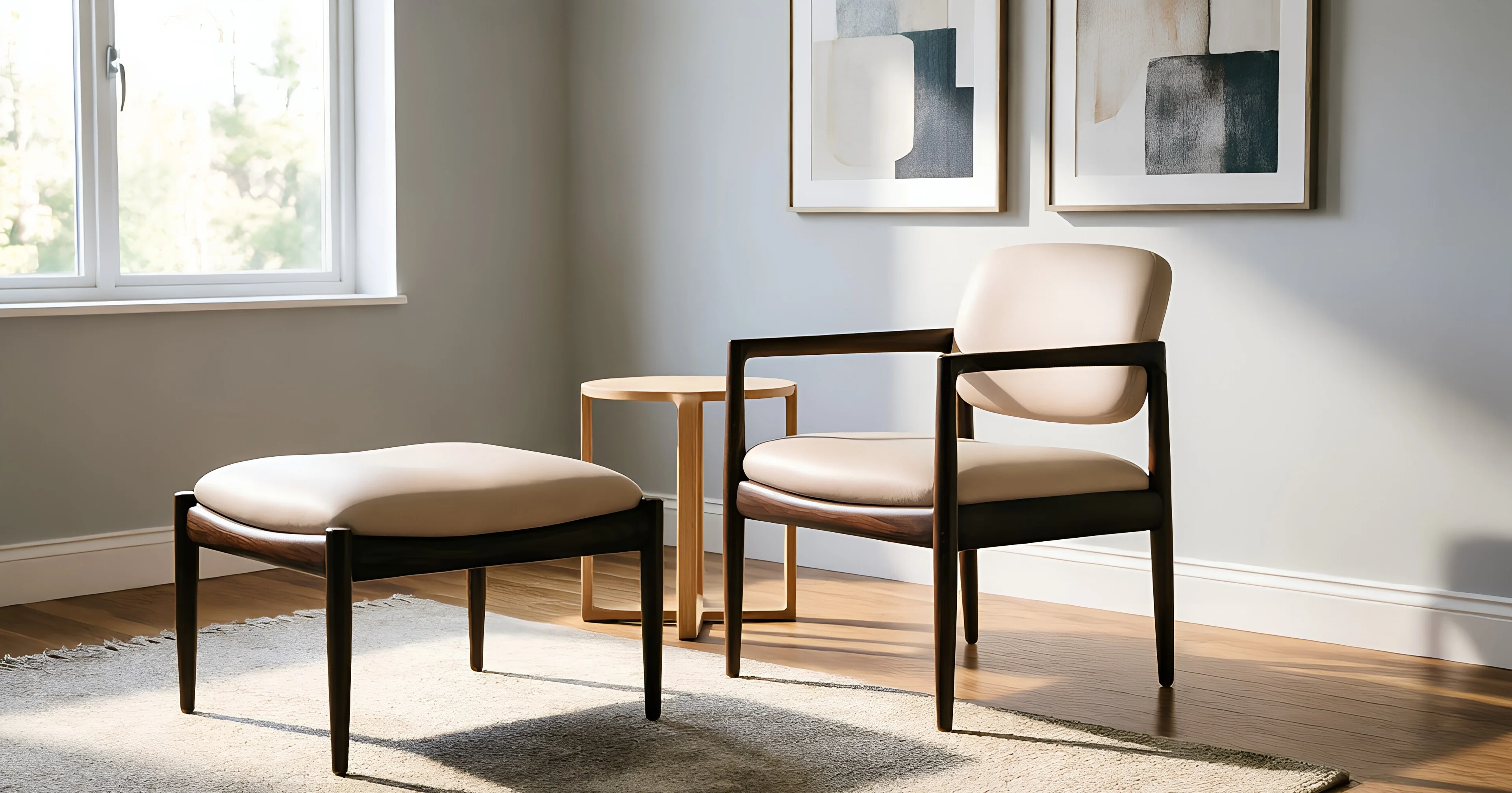Nordic Grace Armchair & Ottoman — alternate angle