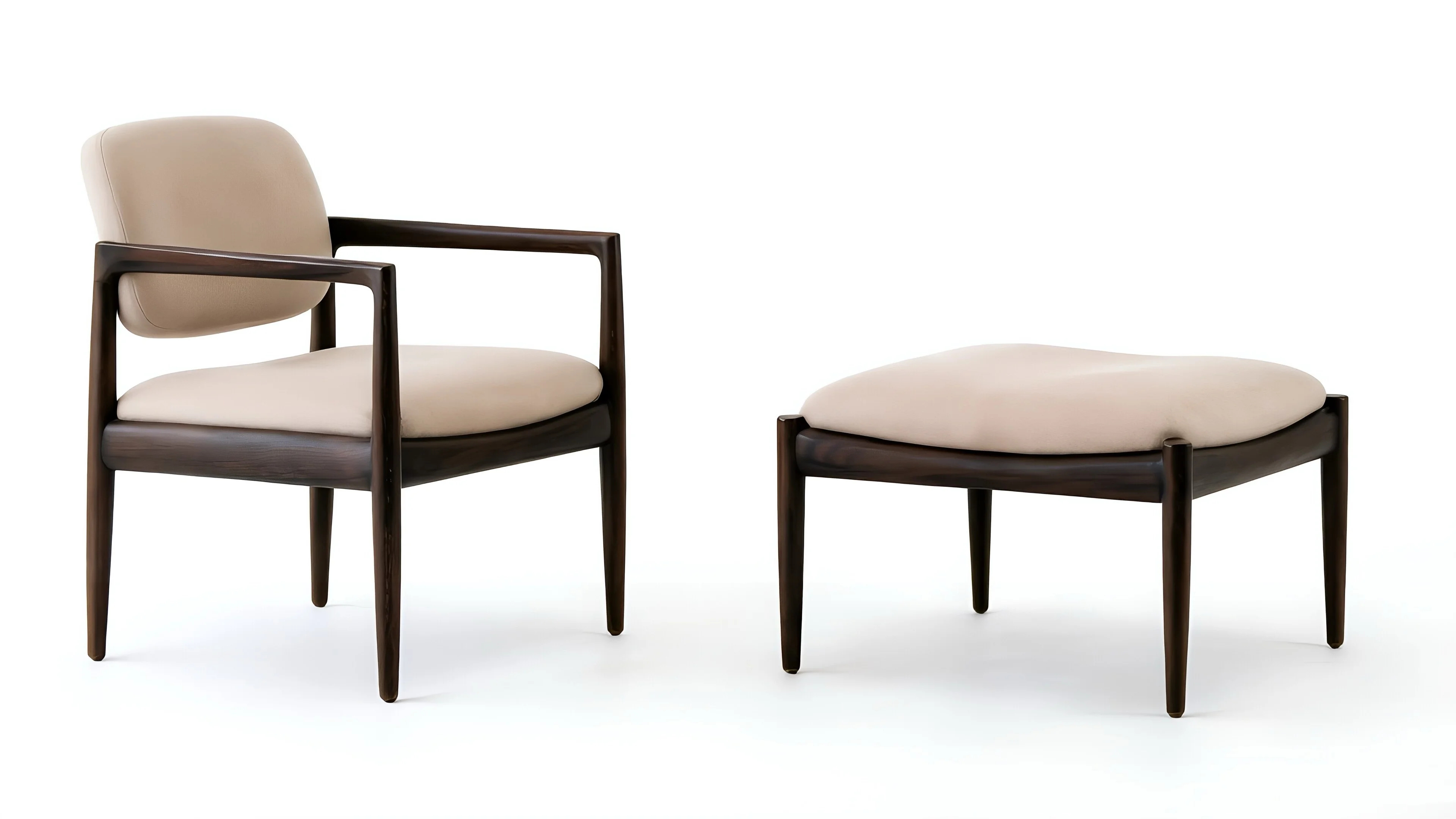 Nordic Grace Armchair & Ottoman — white background