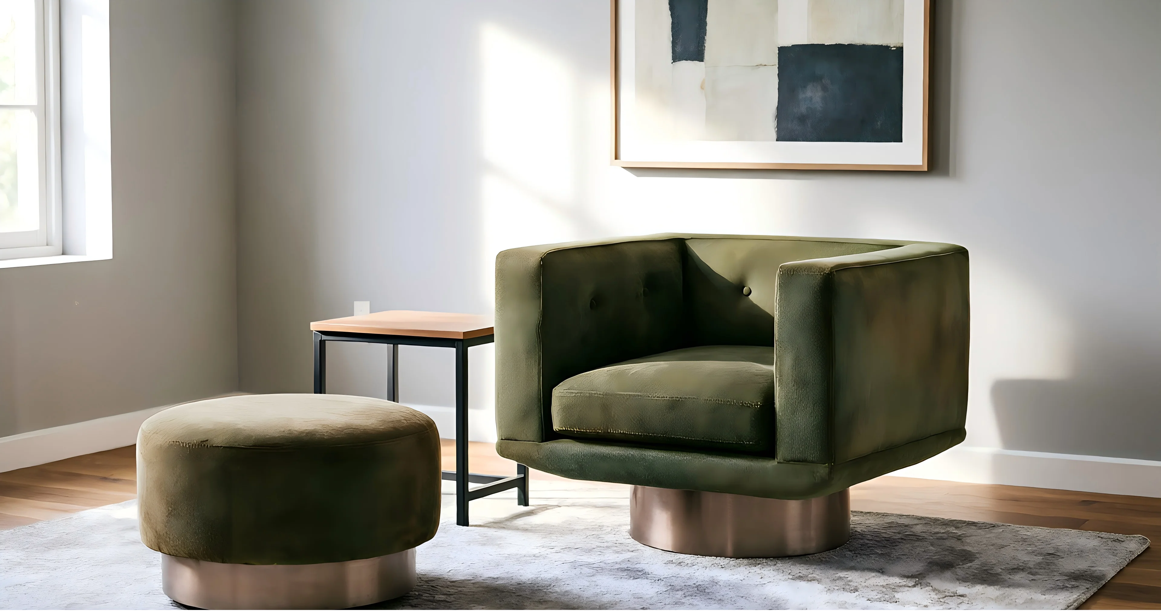 Solstice Swivel Lounge & Ottoman — alternate angle