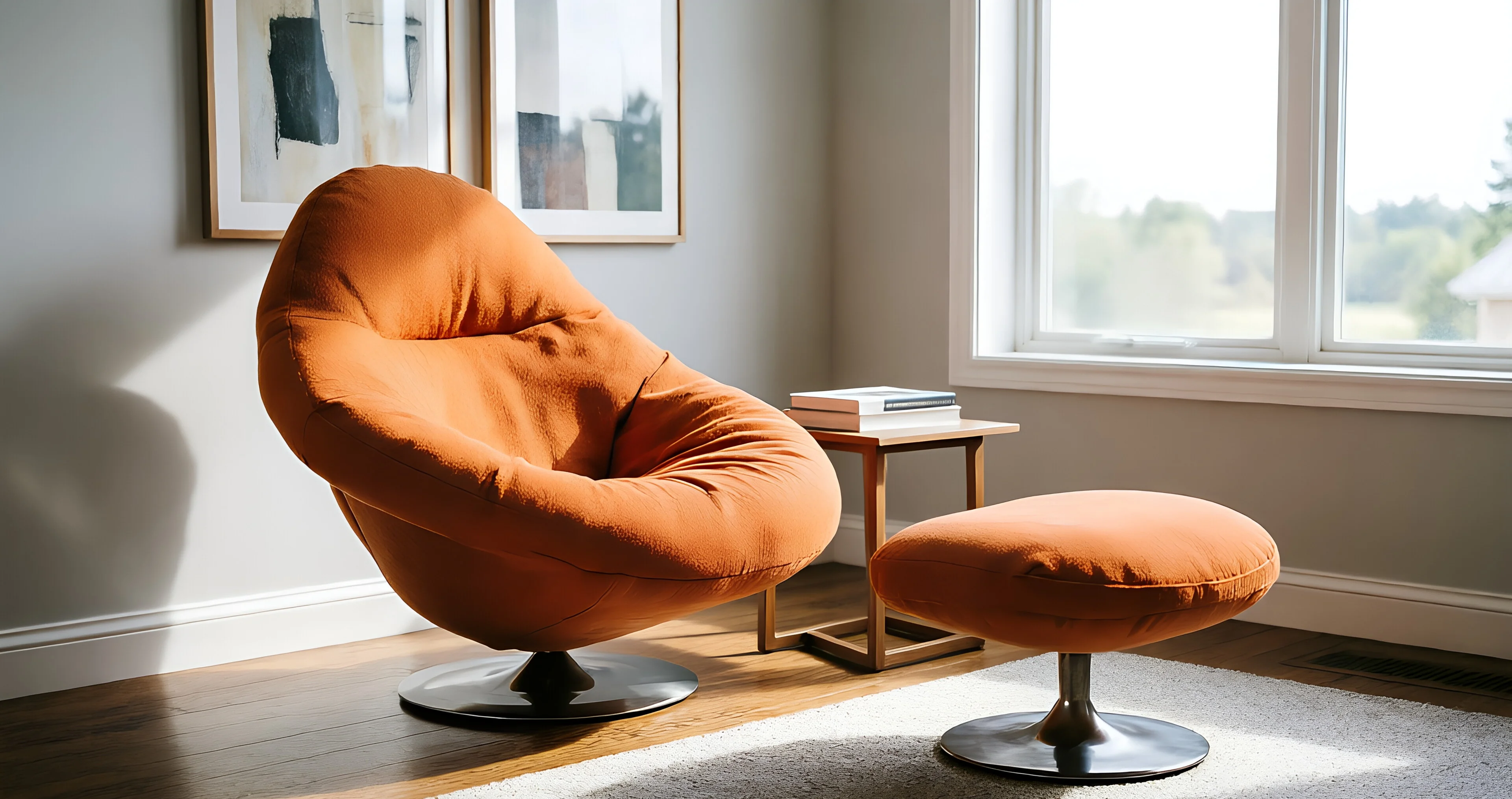 Aura Sculptural Swivel & Ottoman — alternate angle