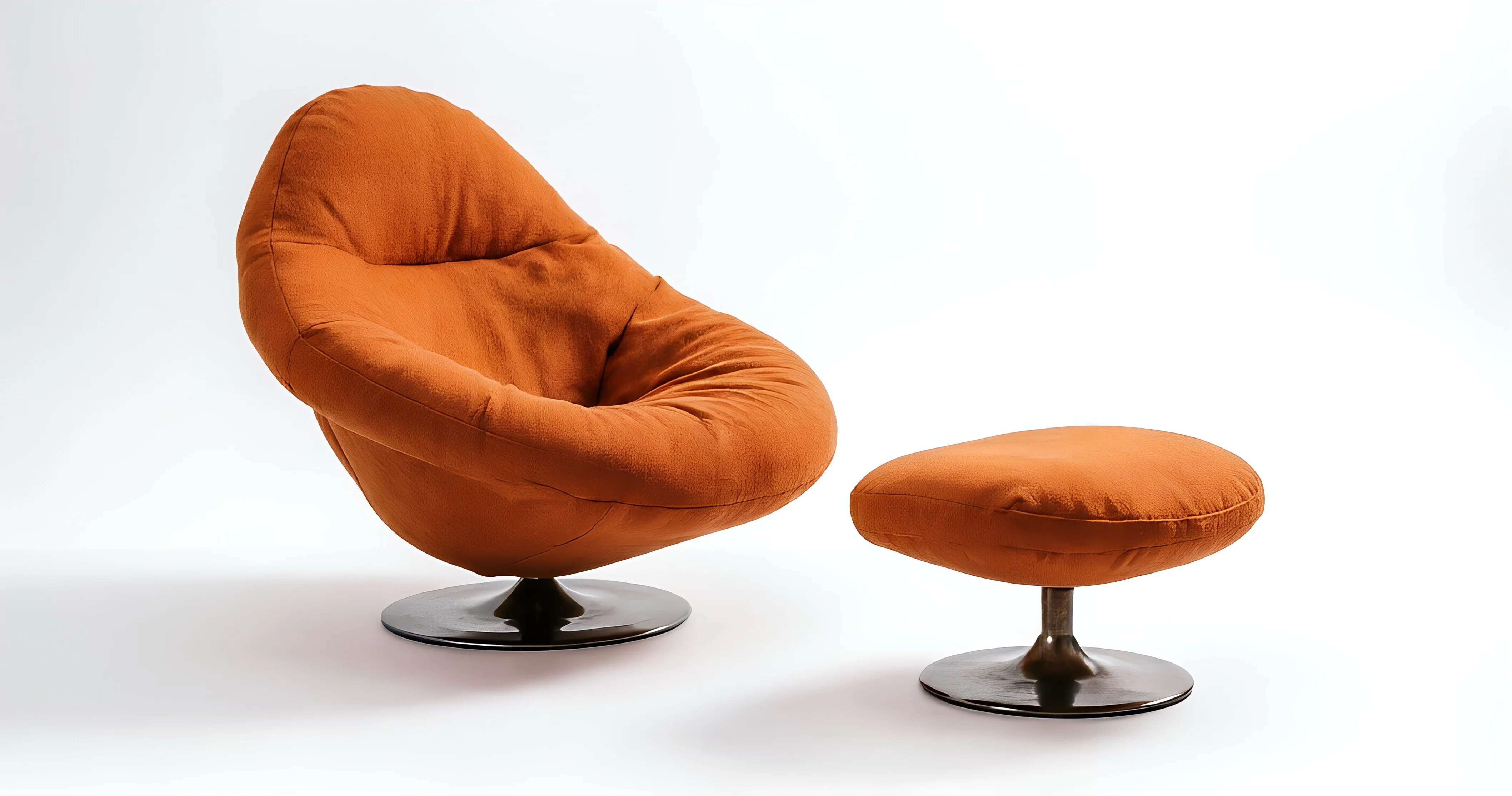 Aura Sculptural Swivel & Ottoman — white background