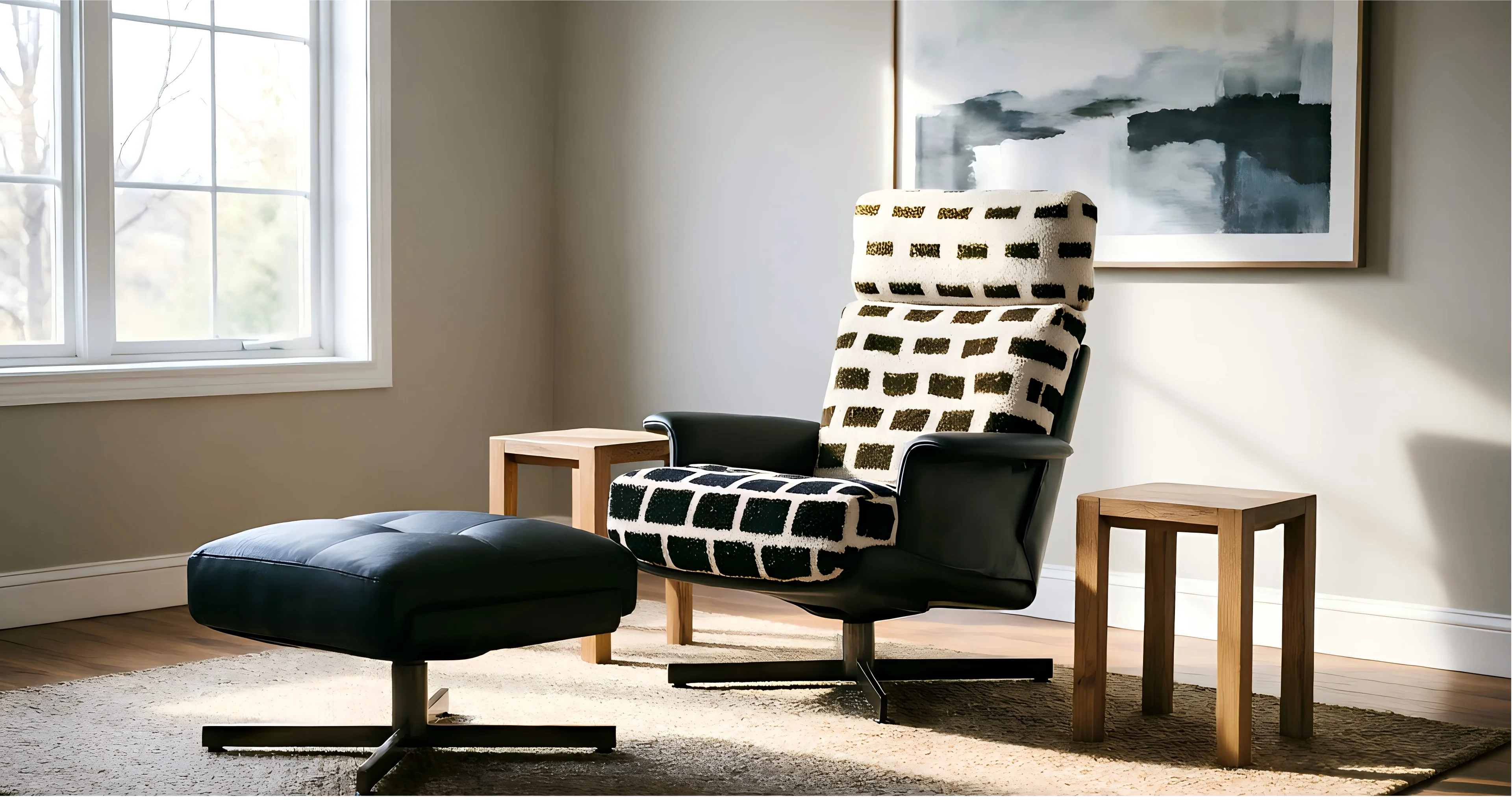 Grid Accent Lounge & Ottoman — alternate angle
