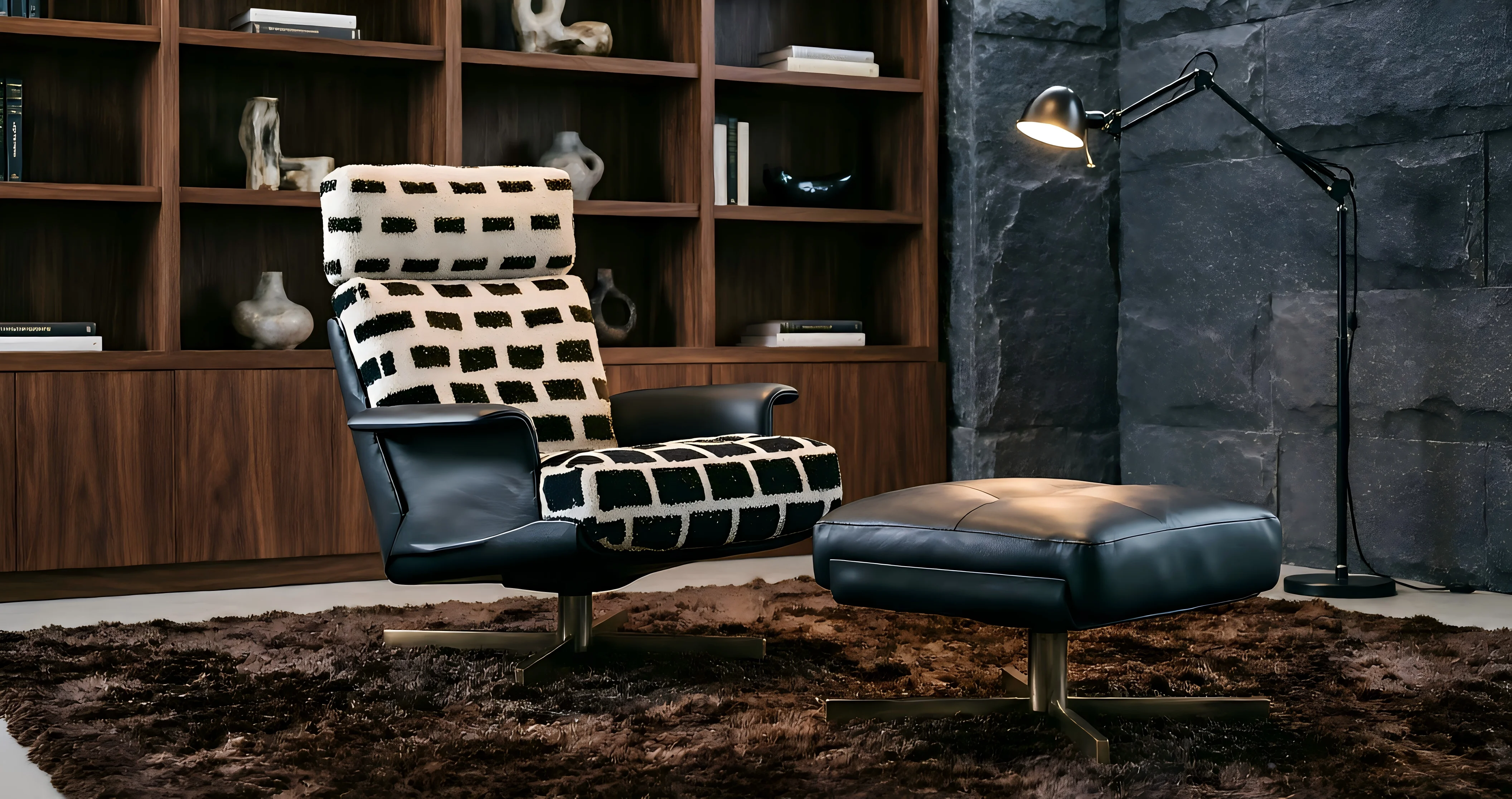 Grid Accent Lounge & Ottoman