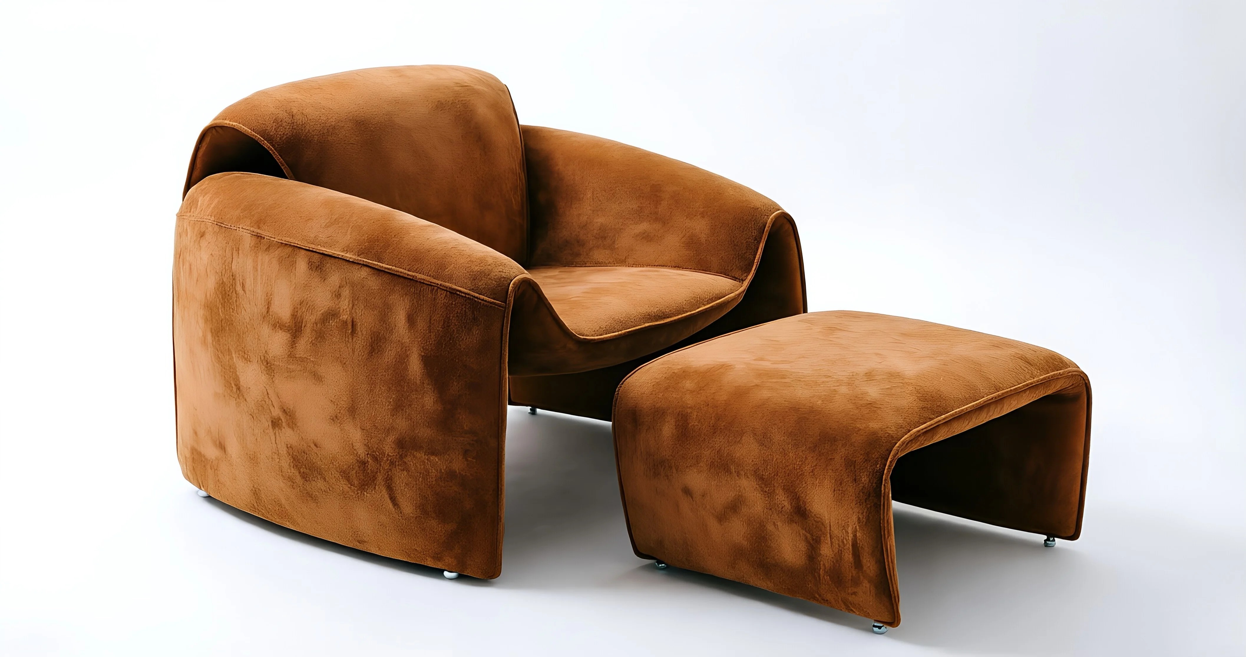 Fold Lounge Chair & Ottoman — white background