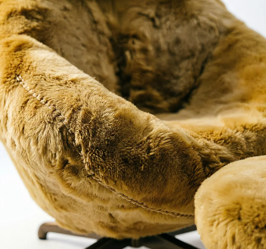 Aura Shearling Lounge & Ottoman — detail view