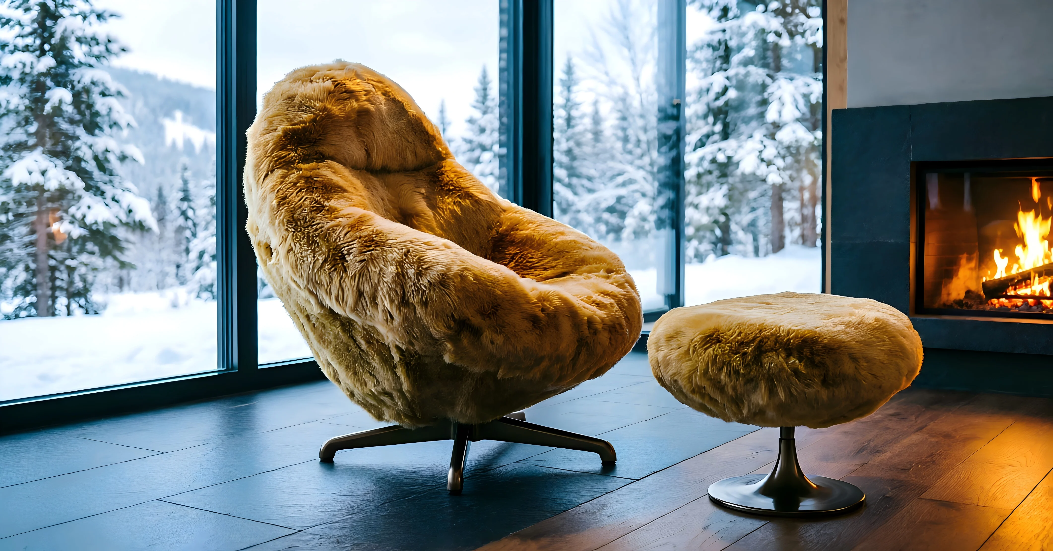 Aura Shearling Lounge & Ottoman