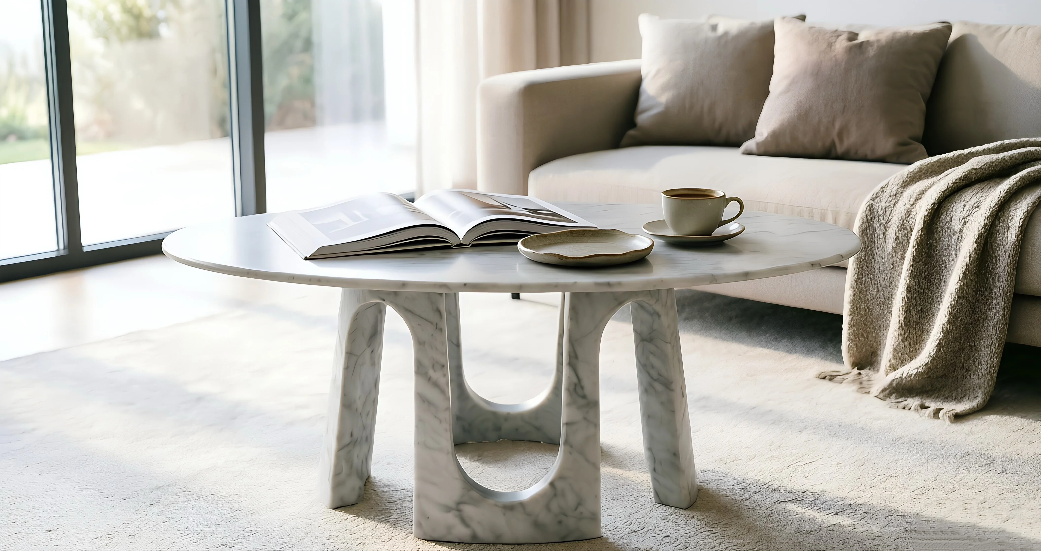 Colosseum Arched Marble Table — alternate angle