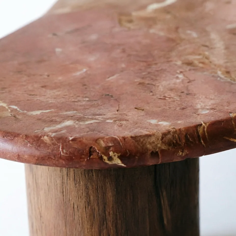 Terracotta Layered Stone Table — detail view