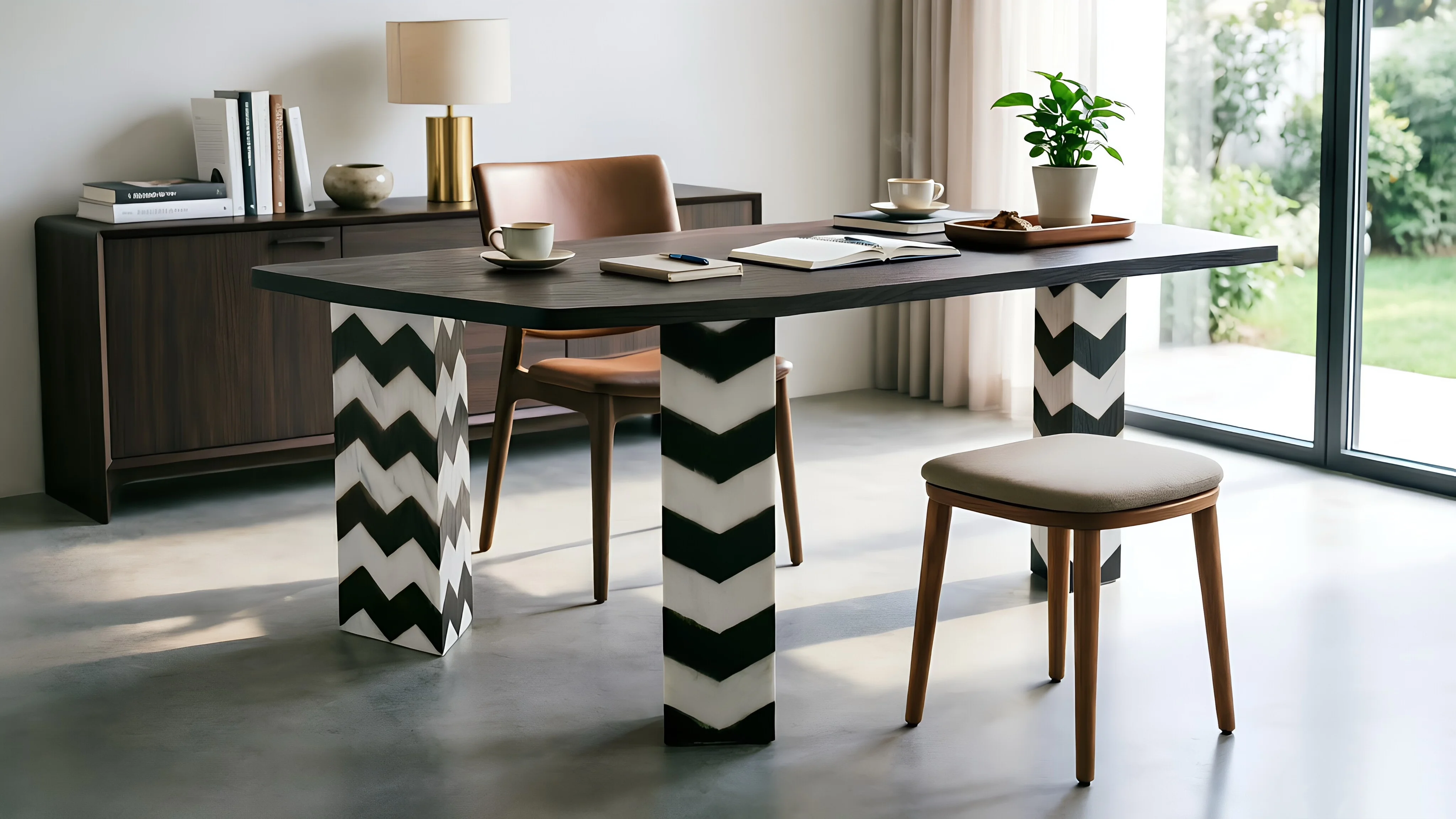 Zigzag Monolith Dining Table — alternate angle