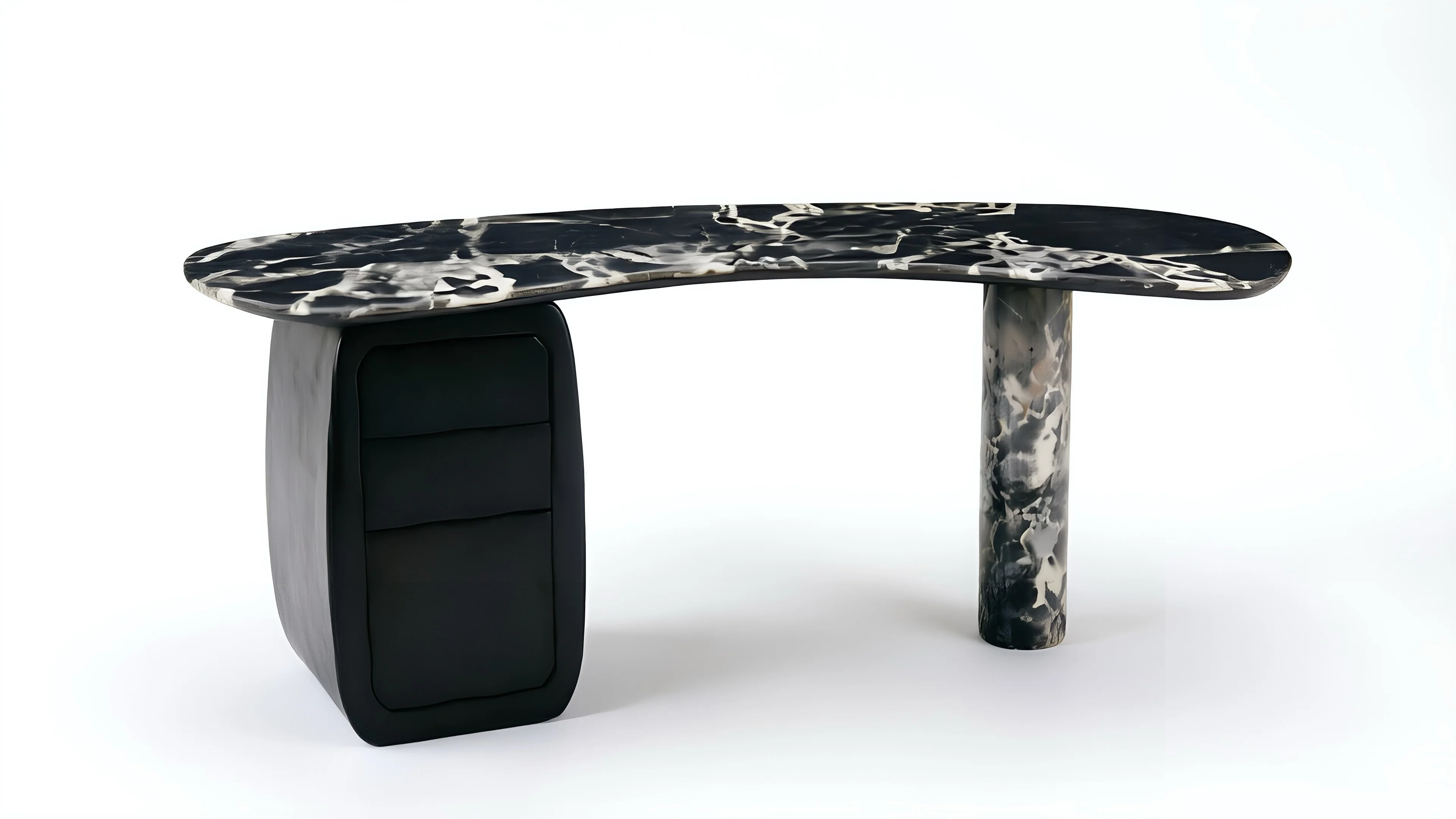 Noir Marble Sculptural Desk