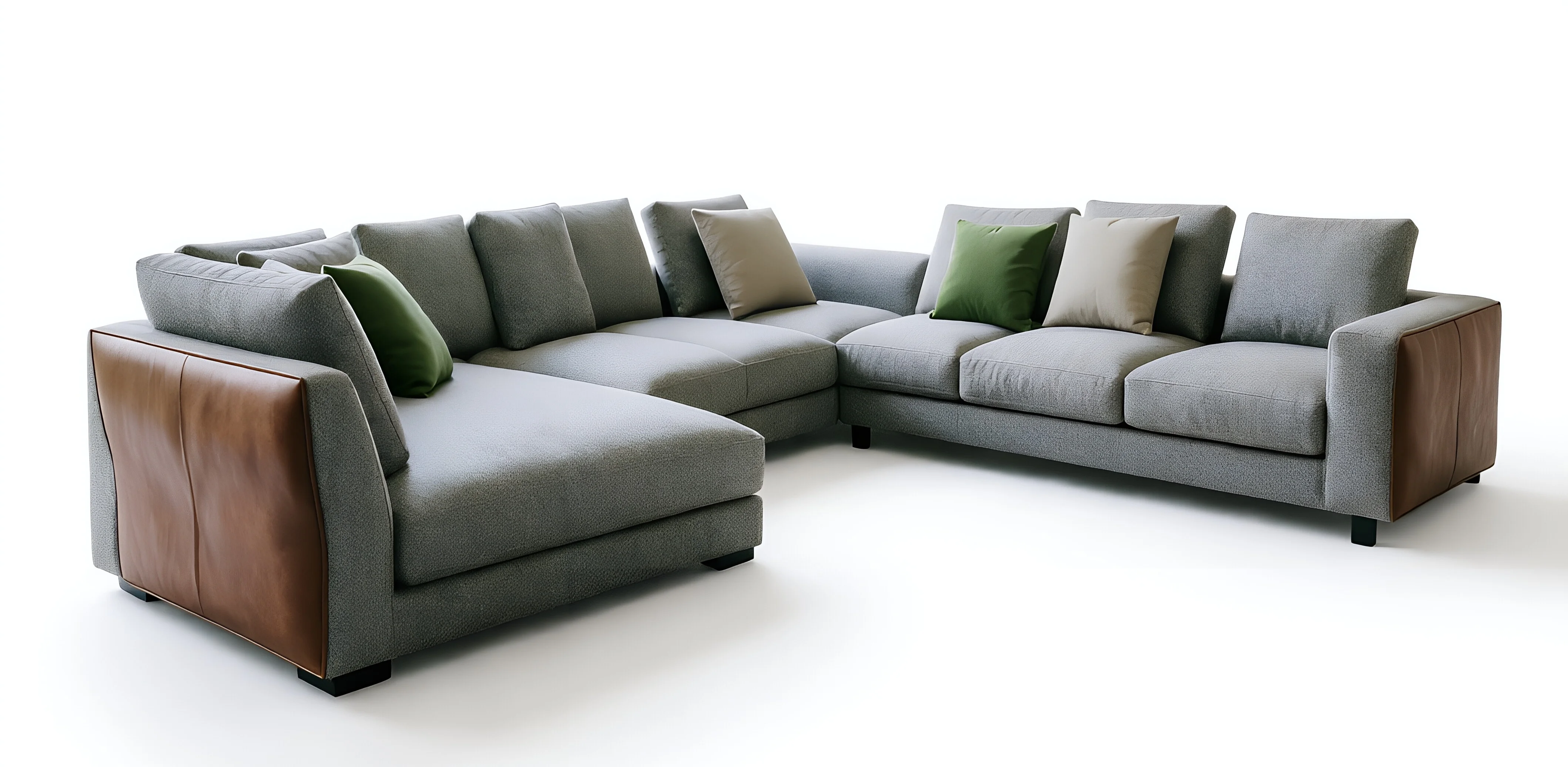 Legacy Leather-Bound Sectional — white background