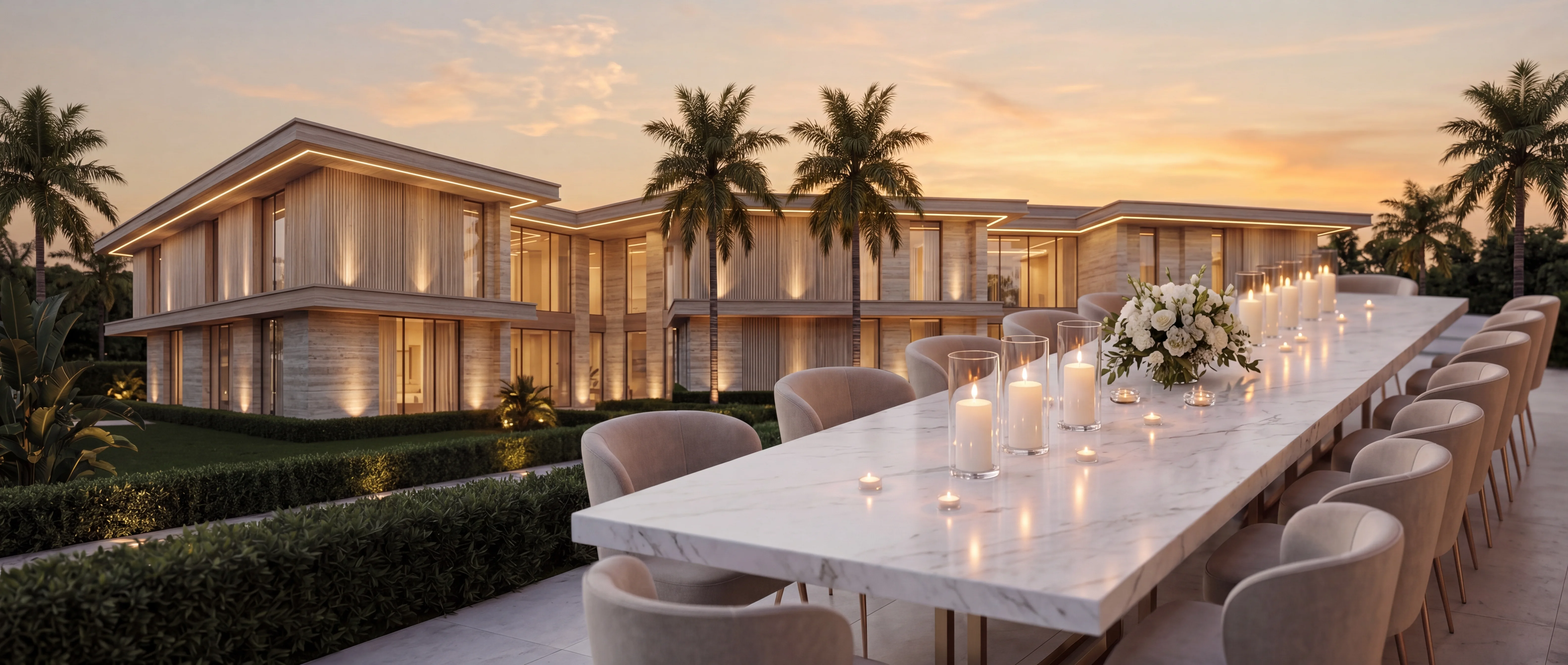 Hotel courtyard dining setup